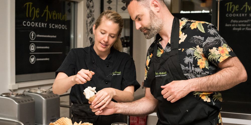 Students of the popular Ice Cream cookery class at The Avenue Cookery School